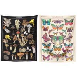 Mushrooms Moths & Butterflies tapestries bohemian boho tapestry wall decor moth